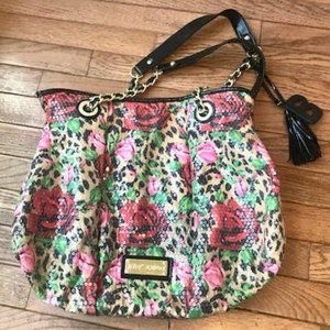 Betsey Johnson Rose and Leopard Sequined Hobo Bag